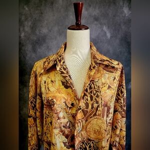 1970s Vintage Greco-Roman Gods *GOLD* 💰💰 Joe NAMATH Shirt 🏈🏈 DISCO~CORE!